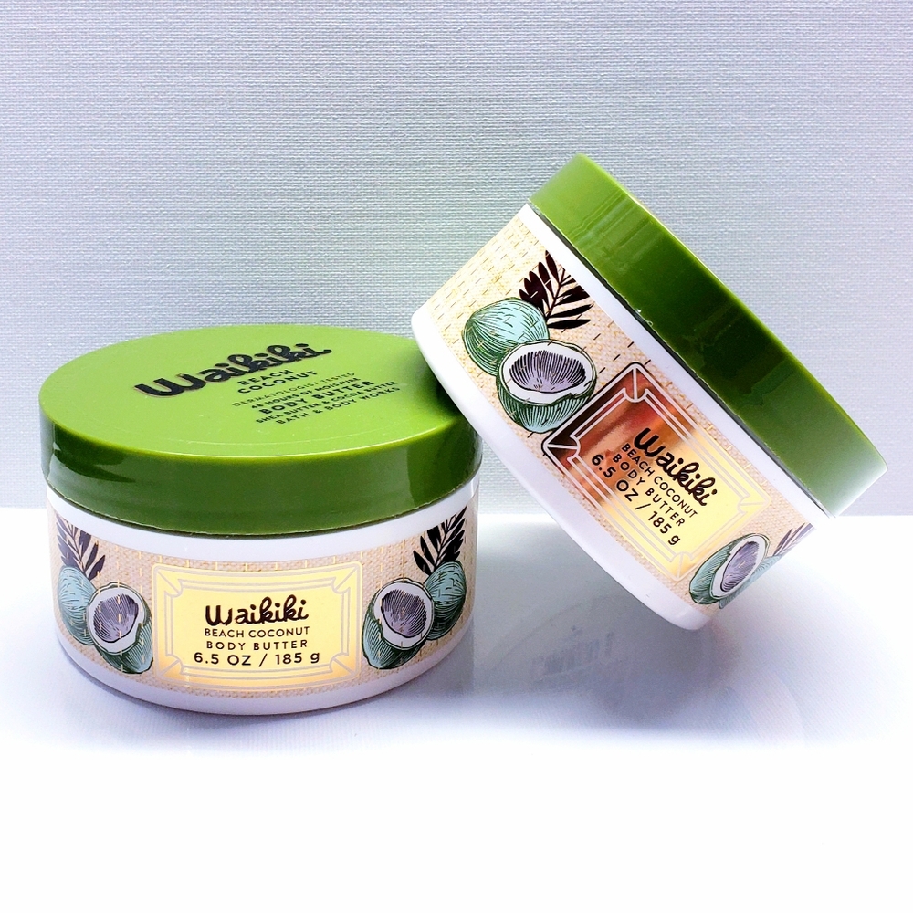Bath & Body Works WAIKIKI BEACH COCONUT Body Butter, 6.5 oz/185g (2 pcs)